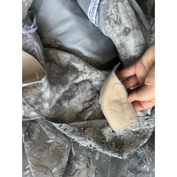 Mac Duggal 20214 Long Sleeve Bead Applique Gown Size 16 Grey Multi Floral NWT - Picture 9 of 16